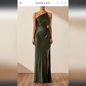 Shona Joy La Lune ASYMMETRICAL GATHERED MAXI DRESS - OLIVE